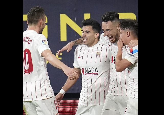 Pemain Sevilla lakukan selebrasi usai mencetak gol ke gawang Cadiz. (Foto : Instagram Sevilla)