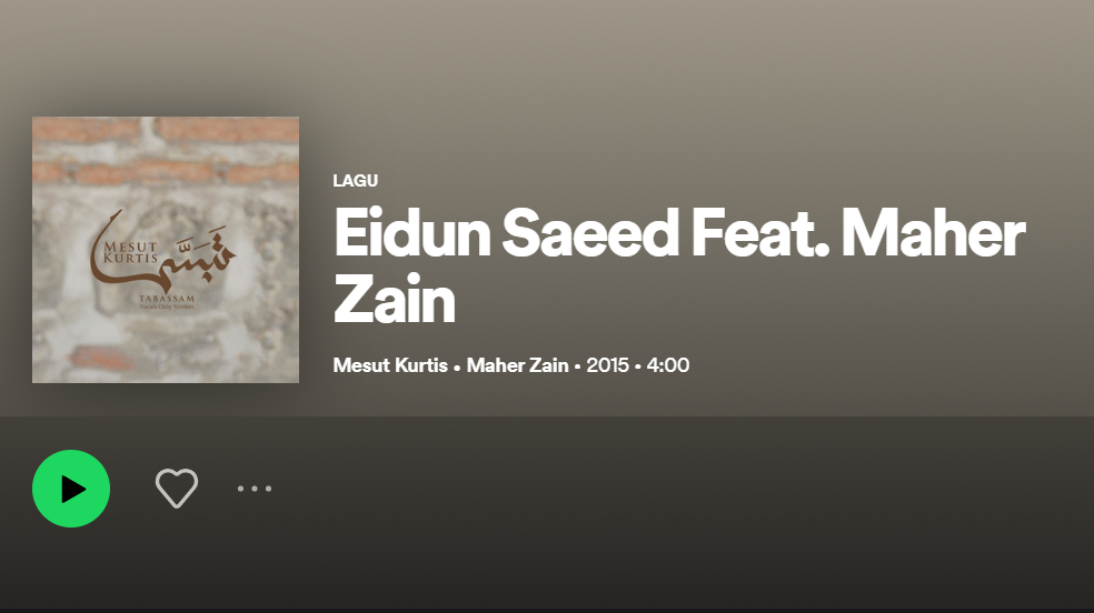 Arti Lagu Eidun Saeed dari Maher Zain &amp; Mesut Kurtis dan Terjamahan dalam Bahasa Indonesia/foto: Spotify