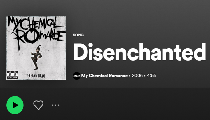 Arti Lagu 'Disenchanted' by My Chemical Romance, Makna dan Terjemahan Lirik Bahasa Indonesia (Foto : Tangkap Layar Spotify)