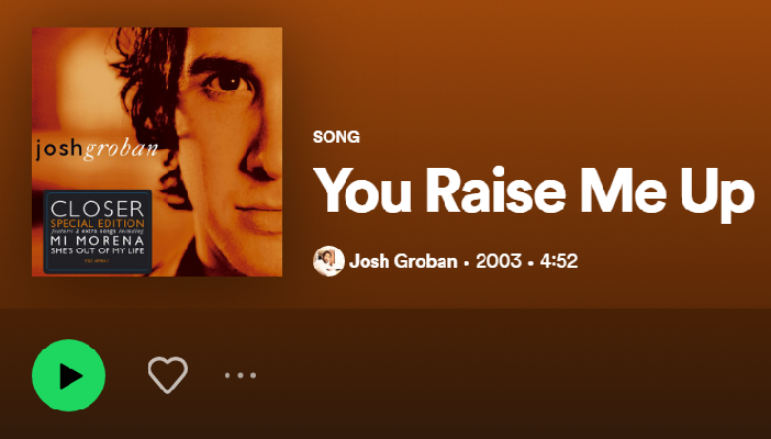 Arti Lagu 'You Raise Me Up' by Josh Groban Lengkap dengan Makna dan Terjemahan Lirik Bahasa Indonesia (Foto : Tangkap Layar Spotify)