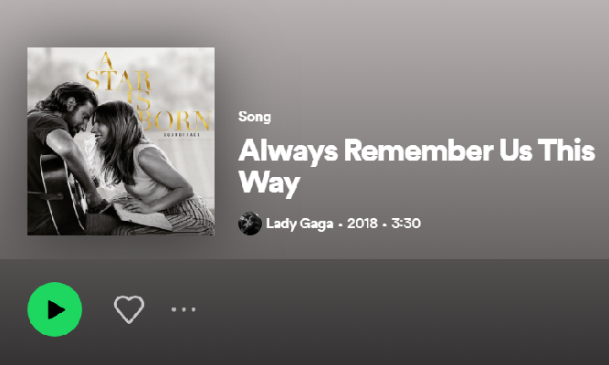 Makna Lagu 'Always Remember Us This Way' by Lady Gaga beserta Artinya dalam Bahasa Indonesia (Foto : Tangkap Layar Spotify)