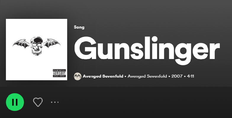 Arti Lagu 'Gunslinger' by Avenged Sevenfold beserta Makna Lirik dan Terjemahan Bahasa Indonesia (Foto : Tangkap Layar Spotify)