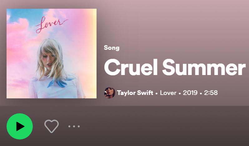 Arti Lagu 'Cruel Summer' by Taylor Swift, And It's New The Shape Of Your Body Viral di TikTok! (Foto : Tangkap Layar Spotify)