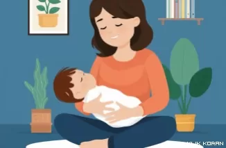 ilustrasi ibu menyusui bayi yang baru lahir (foto: Ideogram AI)