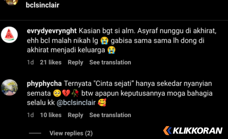 Komentar netizen (foto: Instagram)