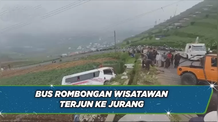 Bus angkut siswa masuk ke jurang di Dieng. (Foto: YouTube Buletin iNews)