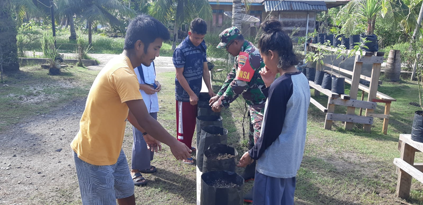 Foto Galakan Han Pangan Babinsa Koramil 01/ Sikabaluan, Pemberdayaan Masyrakat Produktif Dan Pelajar Tanam Cabe