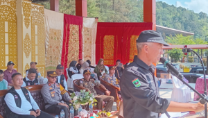 Foto Bupati Pesisir Selatan yang Diwakilkan Sekda Ikuti Apel Siaga Pengawasan Masa Tenang