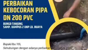 Foto Gangguan Pengaliran Air Akibat Perbaikan Kebocoran Pipa di Kampus 2 UNP Lubuk Buaya