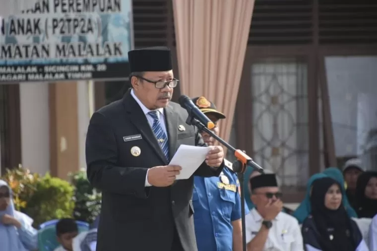 Bupati Agam Andri Warman pimpin upacara peringatan HUT Kecamatan Malalak ke-17