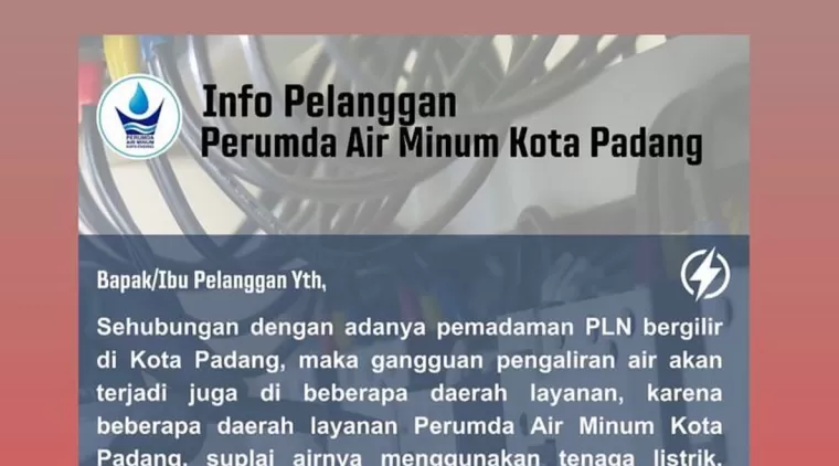 Pemadaman Listrik Parah di Sumbar, Air Bersih di Padang Terganggu