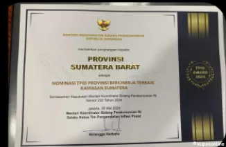 Provinsi Sumbar Berhasil Menjadi Nominasi TPID Berkinerja Terbaik Kawasan Sumatera