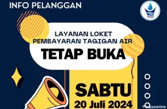 Loket Pembayaran Tagihan Air Perumda Air Minum Kota Padang Tetap Buka pada Sabtu, 20 Juli 2024