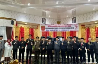 Bupati Agam, Dr. H. Andri Warman, MM bersama Forkopimda mendengarkan pidato kenegaraan