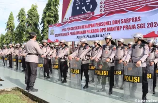 Kapolres Pasaman Barat Pimpin Apel Untuk Pengecekan Kesiapan Personel Dan Sarpras Dalam Rangka Operasi Mantap Praja Singgalang Tahun 2024