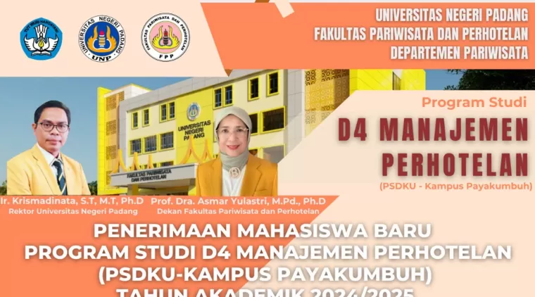 UNP Buka Penerimaan Mahasiswa Baru untuk Program D4 Manajemen Perhotelan