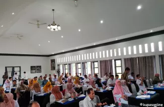 Peserta Bimtek peningkatan kapasitas tim pendataan perkebunan sawit rakyat yang berjumlah 82 orang di Ballroom Kolivera Hotel, Rabu 18 September 2024.