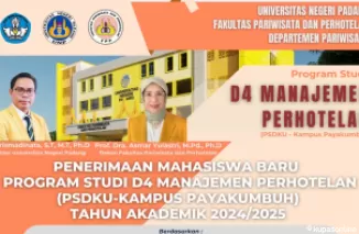 UNP Buka Penerimaan Mahasiswa Baru untuk Program D4 Manajemen Perhotelan