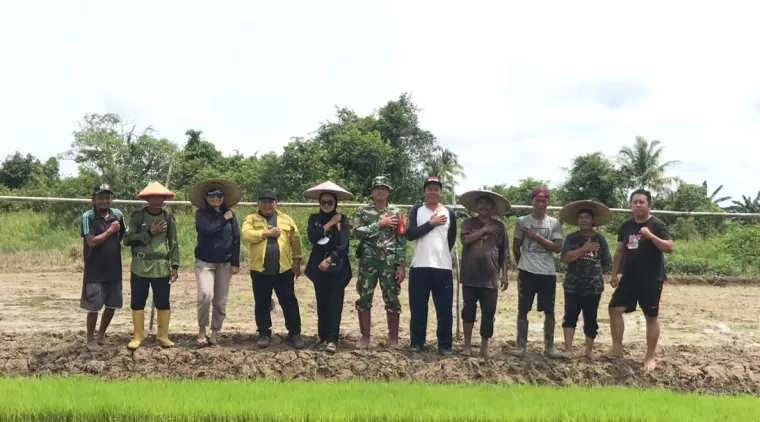 Satgas TMMD 122 Melaksanakan Pendampingan Sekolah Lapang Tanam Padi