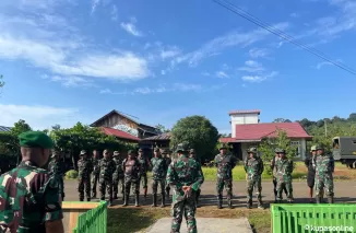 Apel Pagi Satgas TMMD 122 di PosKotis Desa Sebidai