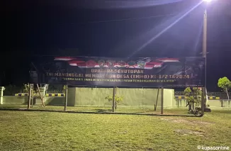 Benner Penutupan TMMD 122 Kodim 0914/TNT Telah Siap Terpasang di Lapangan Makodim