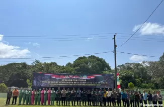 Foto Bersama Forkopimda Dengan Jajaran Korem Dan Dinas Terkait Di Akhir Penutupan TMMD 122 Kodim 0914/Tana Tidung