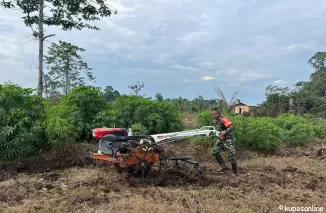 Pembajakan Sawah Untuk ketahanan Pangan Dilokasi TMMD