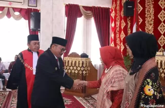 Pj Wako Payakumbuh Suprayitno usai pengambilan sumpah/janji pimpinan defenitif DPRD Payakumbuh, diruang sidang DPRD setempat, Senin 14 Oktober 2024.