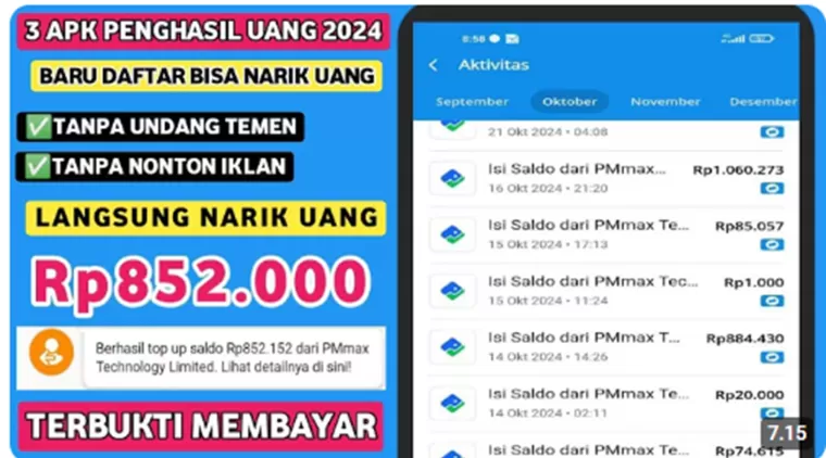 3 Aplikasi Penghasil Uang di Akhir Tahun 2024! Mudah, Cepat, dan Terbukti Membayar! Ayo Coba!