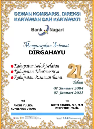 Dirgahayu Bank Nagari