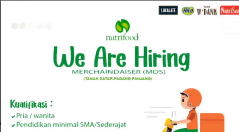 Bergabung dengan Nutrifood! Lowongan Merchandiser Januari 2025 di Tanah Datar dan Padang Panjang