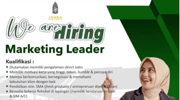 Buka Peluang Karier! PT Juara Properti Cari Marketing Leader Berbakat di Padang