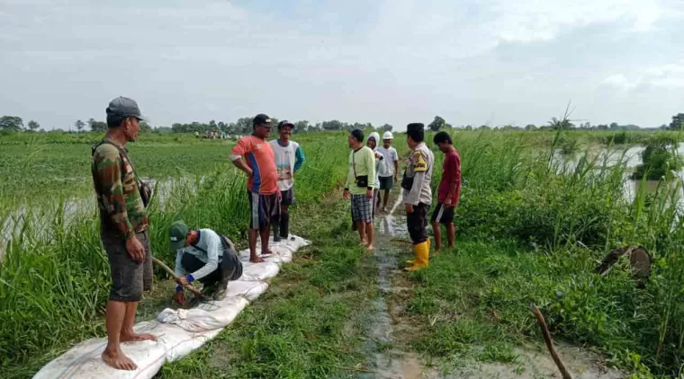 Debit Air Meningkat, Warga Desa Bandan Hurip Siaga  Antisipasi Banjir