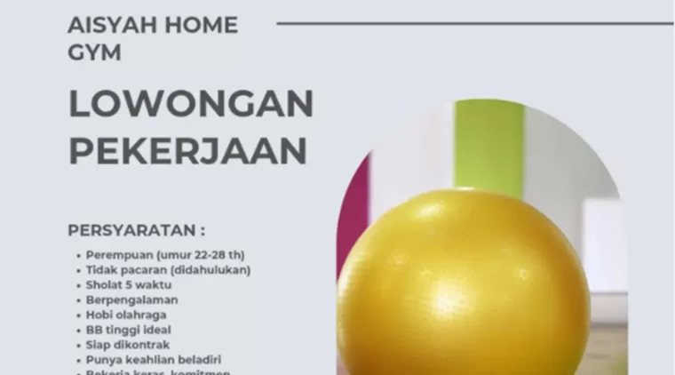 Jangan Lewatkan! Lowongan Kerja di Aisyah Home Gym Menanti Kamu