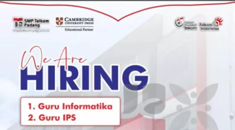 Lowongan Guru SMP Telkom Padang, Informatika dan IPS Dibutuhkan Segera!