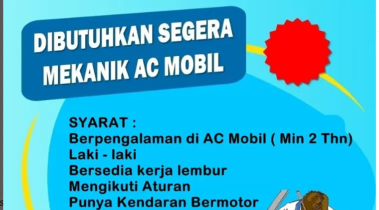 Lowongan Kerja Mekanik AC Mobil di Queen AC -- Gaji UMR dan Bonus Menarik!