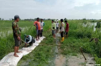 Debit Air Meningkat, Warga Desa Bandan Hurip Siaga  Antisipasi Banjir