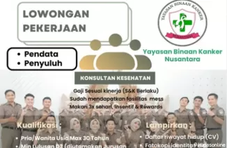 Dibuka! Lowongan Kerja di Yayasan Binaan Kanker Nusantara Padang untuk Posisi Pendata dan Penyuluh