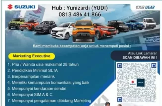 Dibutuhkan Marketing Executive di Suzuki PT. Elang Perkasa Motor, Cek Syarat dan Cara Daftarnya!