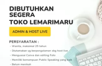 Gabung di Toko Lemarimaru Padang! Dibutuhkan Admin & Host Live yang Kreatif dan Percaya Diri