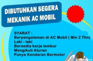 Lowongan Kerja Mekanik AC Mobil di Queen AC -- Gaji UMR dan Bonus Menarik!