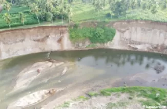 Titik lokasi pekerjaan pengendalian banjir Batang Mangor di Desa Pungguang Ladiang Kota Pariaman.