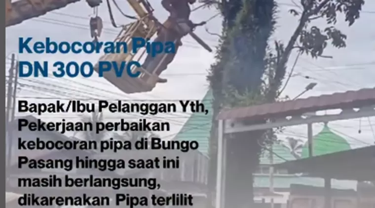 Perbaikan Pipa Bocor di Bungo Pasang Terkendala Akar Pohon, Tim Teknis Terus Berupaya