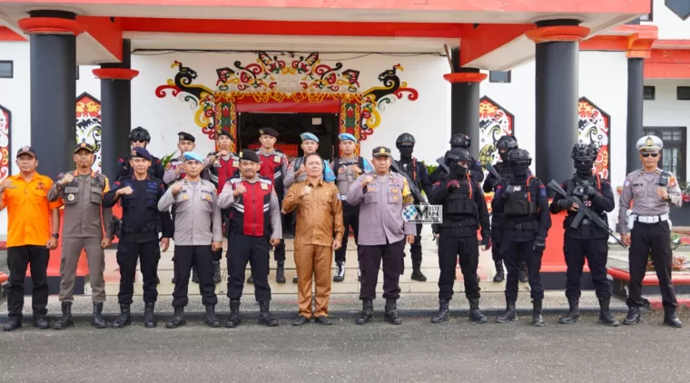 Polres dan Pemkab Murung Raya Gelar Apel dan Patroli Lintas Sektoral Menjelang Pengumuman Putusan Pilkada Serentak