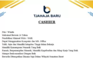 Bergabunglah dengan CV. Tjahaja Baru Padang -- Lowongan Cashier Terbuka hingga 28 Februari 2025!