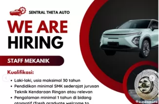 Kesempatan Karier! PT. Sentral Theta Auto Padang Cari Staff Mekanik, Cek Persyaratannya