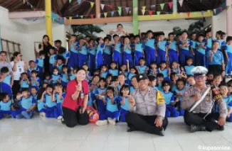 Polsek Kuta Hadir Disekolah Edukasi Keselamatan Lalu Lintas dan Pencegahan Penculikan anak