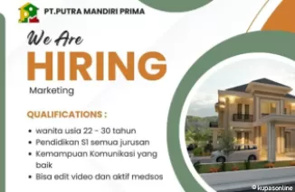 PT. Putra Mandiri Prima Padang Membuka Lowongan Marketing, Yuk Daftar!