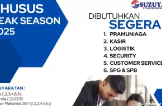 Suzuya Stasiun Padang Membuka Lowongan Kerja untuk Berbagai Posisi -- Deadline 10 Februari 2025