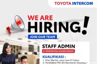 Toyota Intercom Buka Lowongan Staff Admin di Padang, Segera Lamar!